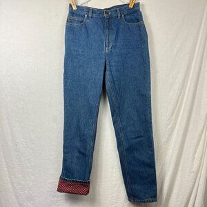 Lands End High Waist Flannel Lined Mom Jeans Womens 31x33 Cottage 90s No Stretch